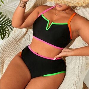NWT Neon and Black Swimsuit